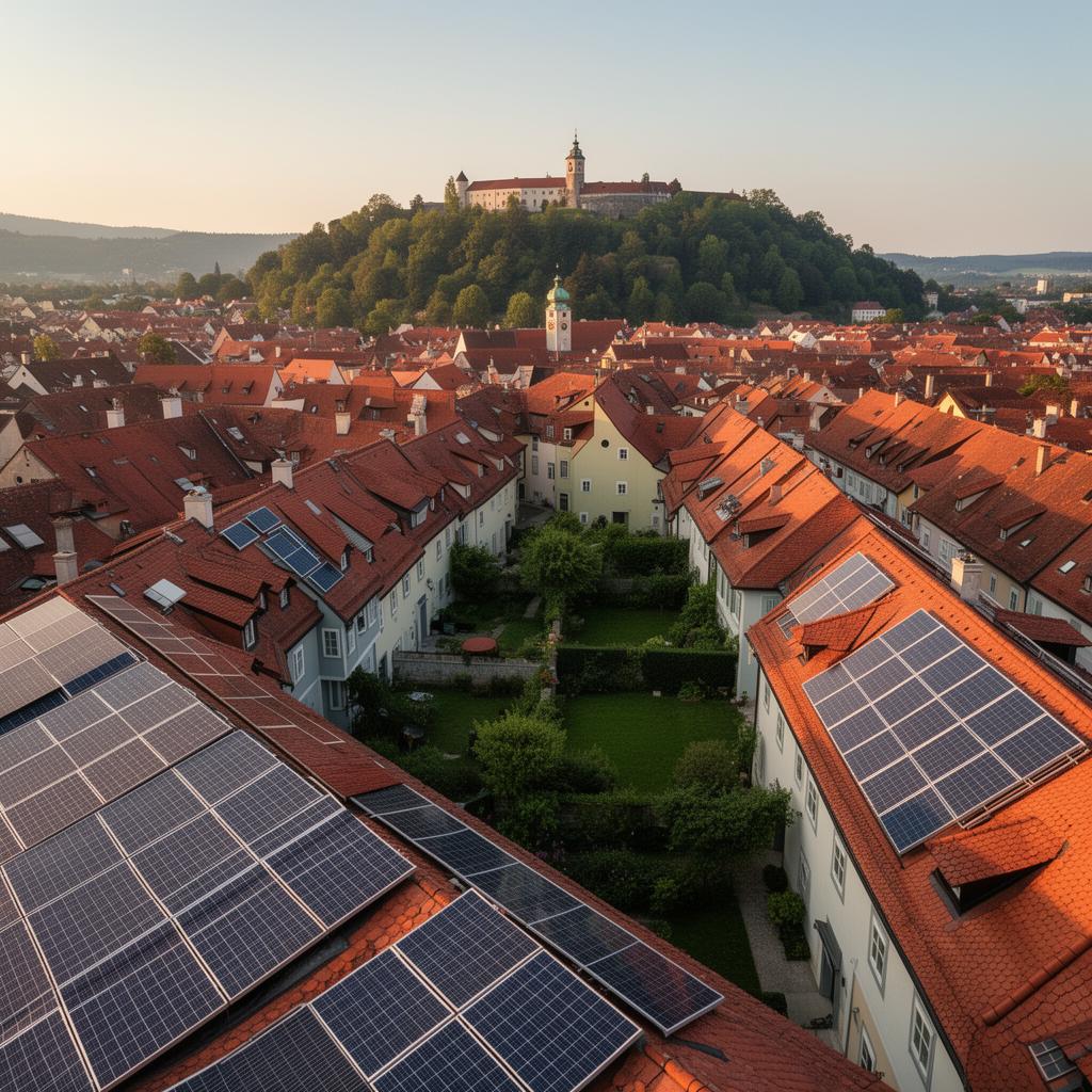 Großflächige Photovoltaik-Anlage auf einem Industriedach